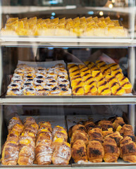 Portuguese traditional pastries. Buns with custard.