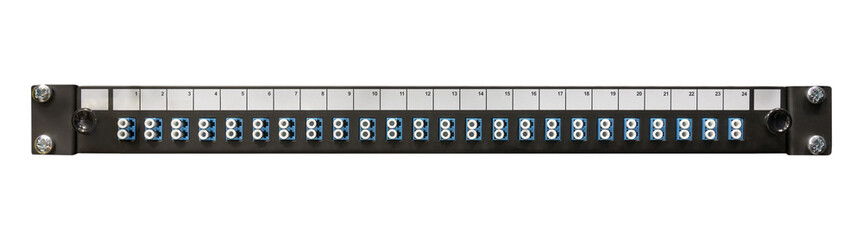 Fibre Optic Network Patch Panel With LC Connectors - obrazy, fototapety, plakaty
