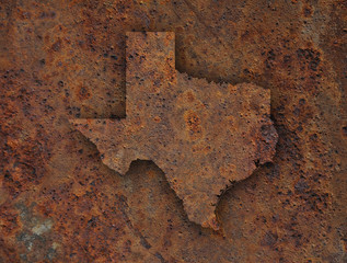 Karte von Texas auf rostigem Metall