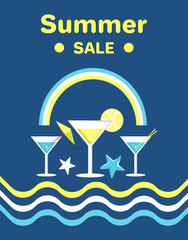Summer Sale Poster with Holiday Discount Vector