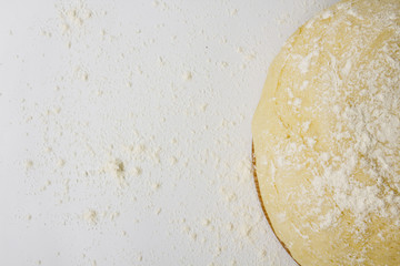 dough with close-up. man is preparing bread dough