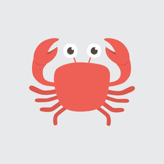Funny cartoon crab on white background