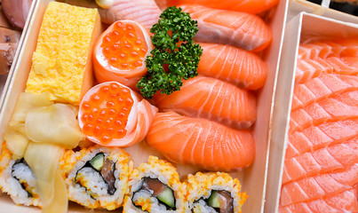 salmon sashimi set in Japanese restaurant, Japanese Food