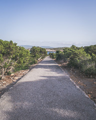 camino hacia el mar en una isla