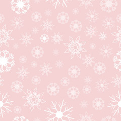 Seamless pattern white snow flakes on pink background vector EPS 10.