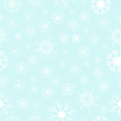 Seamless pattern white snow flakes on blue background vector EPS 10.