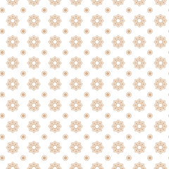 Vector gold snoe flake and dot seamless pattern on white background