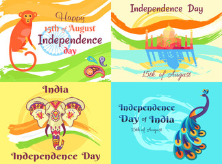 Independence Day on 15th of August Posters Set