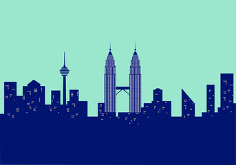 Naklejka premium Kuala Lumpur, Malaysia cityscape view vector