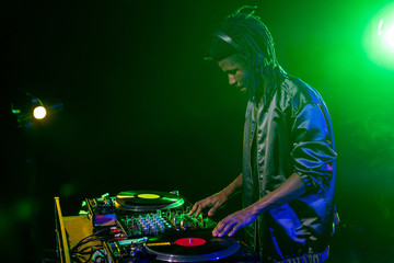 african american DJ in nightclub