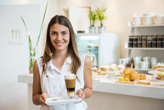 Cafe waitress, portrait