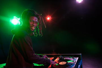 african american DJ in nightclub