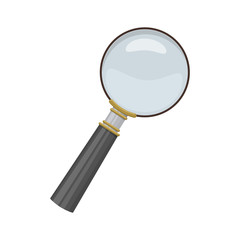 Magnifying glass on white background, cartoon illustration of medical accessory for correct vision. Vector