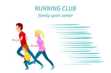 Fototapeta na wymiar Family Sport Center Running Club Health Program