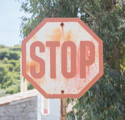 Old stop sign