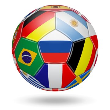 Ballon de Football. Différents drapeaux 