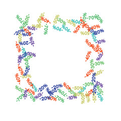 Sale Banner Confetti. Vector Falling Down -10, -20, -30, -40, -50, -70, 90 Banner or Sticker. Holidays Shopping Promotion Ads. Rebate Badge, Price Discount Hipster Sale Banner, Frame or Border