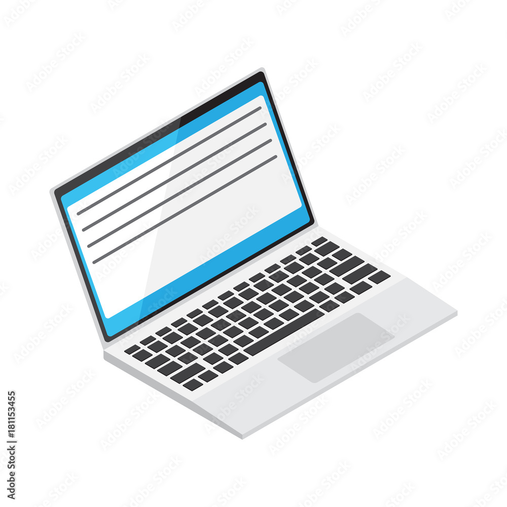 Poster laptop with open window on display illustration
