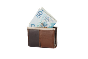Polish zloty in the little leather wallet