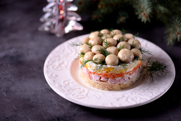 Traditional New Year's Russian salad 