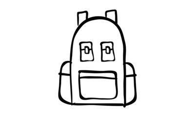 Hand drawn backpack icon Isolated on White. Vector illustration.