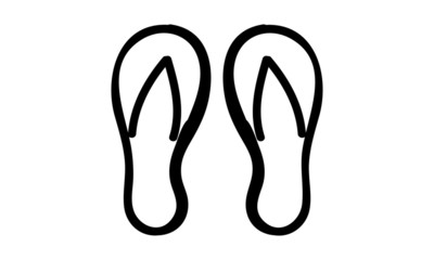Hand Drawn Flip-flops. A pair of slippers Isolated on White. Vector illustration.