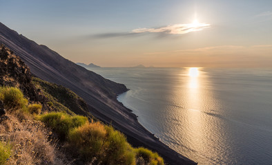 Fototapeta premium HDR of the Sciara del Fuoco at sunset, Stromboli, Italy.