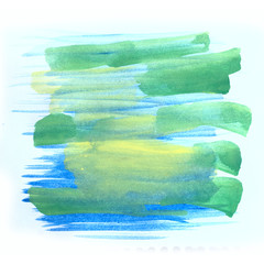 green blue yellow multicolor watercolor background. Illustration for grunge design. Hand painted abstract stain for textures.