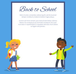 Back to School Poster with Blonde Girl, Indian Boy