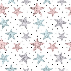 hand drawn dotted stars seamless vector pattern background illustration