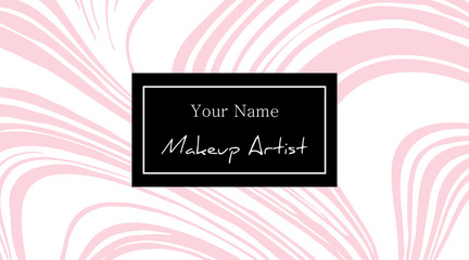 Makeup artist Business card with pink marble texture. Abstract modern background. Vector template for card, invitation, business, vip, flyer, logo, brochure