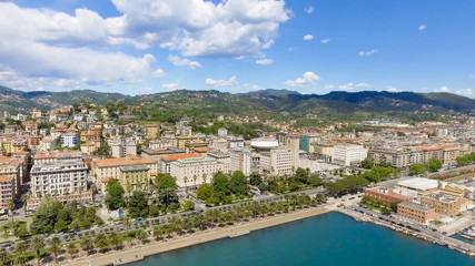 Fototapeta na wymiar Aerial view of La Spezia port area