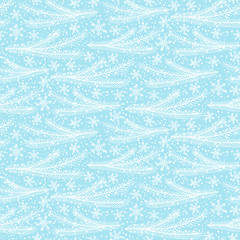 Winter seamless pattern. Light blue holiday background. Vector