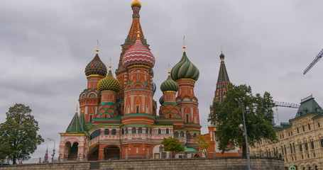 Saint Basil's (Resurrection) Cathedral tops on the Moscow Russia. Red Square.