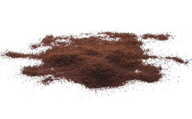 Instant coffee, pile of powdered isolated on white background