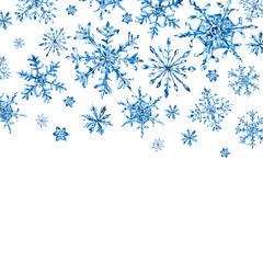 Watercolor winter greeting card with snowflakes