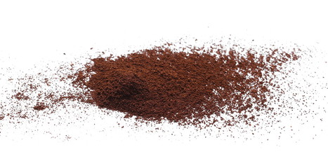 Instant coffee, pile of powdered isolated on white background