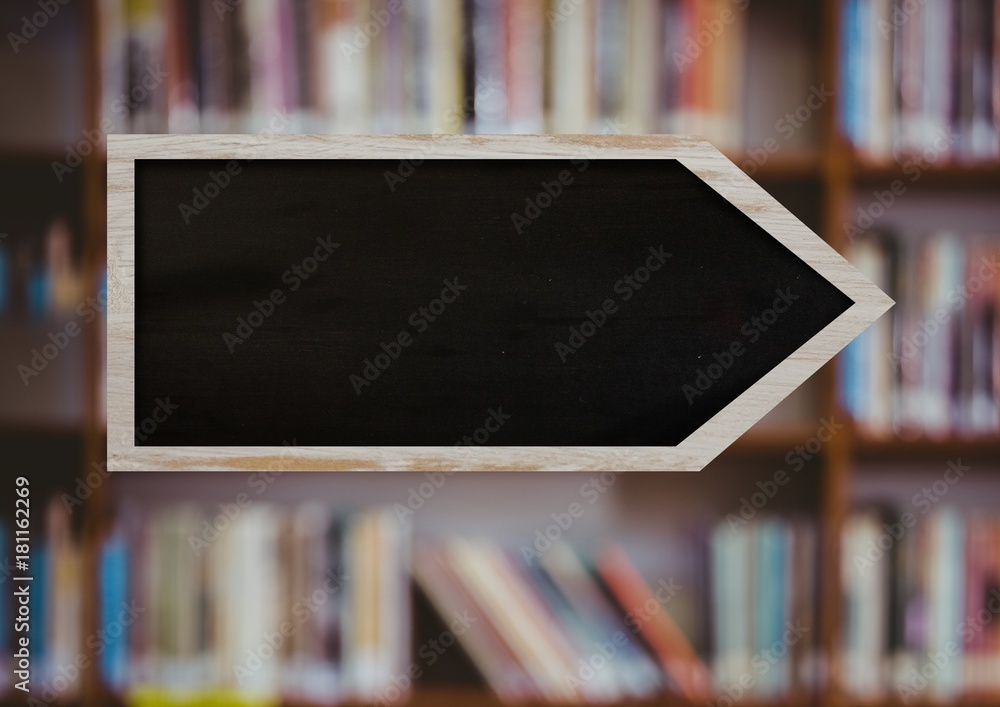 Poster Blackboard arrow sign in library