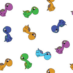 vector seamless cute graphical cartoon dinosaur pattern. childhood design.