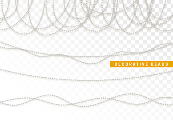 String beads realistic isolated. Decorative design element bead.
