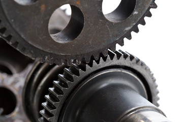 Close-up view of stack of gears