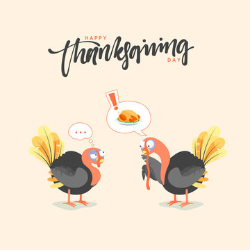 Cartoon Turkey bird. Happy Thanksgiving Celebration. Funny character turkey