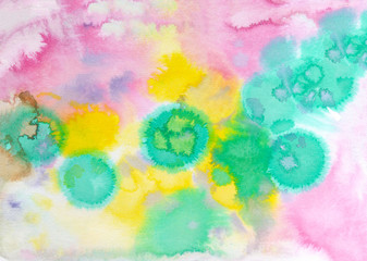 Watercolor grunge background. Vintage poster, banner, scrapbook page. Handmade aged paper texture in retro style. Can be used for cards, invitations, web, clothing, textile.