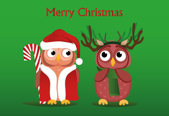 A sweet Owlet boy in Santa Claus suit wants to give a Christmas 