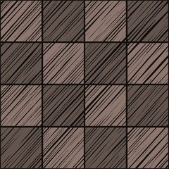 Square tile, background, seamless, graphite gray, warm, vector. The shaded squares on the diagonal taupe color on a dark gray field. Wood texture, shading pencil, simulation.Imitation tile.  