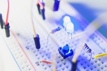 details of breadboard for modern robotics. Microcontroller components.