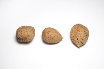 Almonds on white background from Sicily
