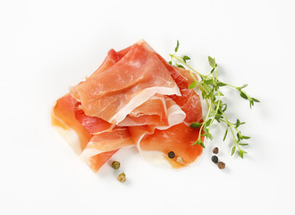 air dried ham with thyme and pepper