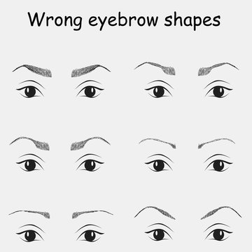 wrong eyebrow shapes illustration