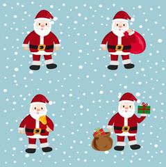 Santa Claus, cartoon, set, vector illustration